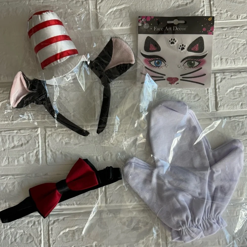 New Cat Hat Accessories, Headband, Stickers, Bow Tie & Gloves